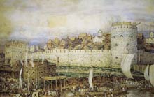 Московский Кремль при Дмитрии Донском. 1922. Акварель, уголь, карандаш